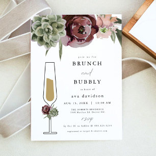 AVA Burgundy Succulent Brunch och Bubbly Champagne Inbjudningar