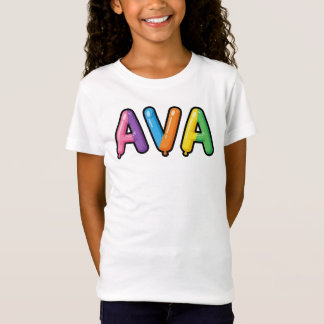 Ava Färgglada Bubbelbokstäver Söt Namndesign T Shirt