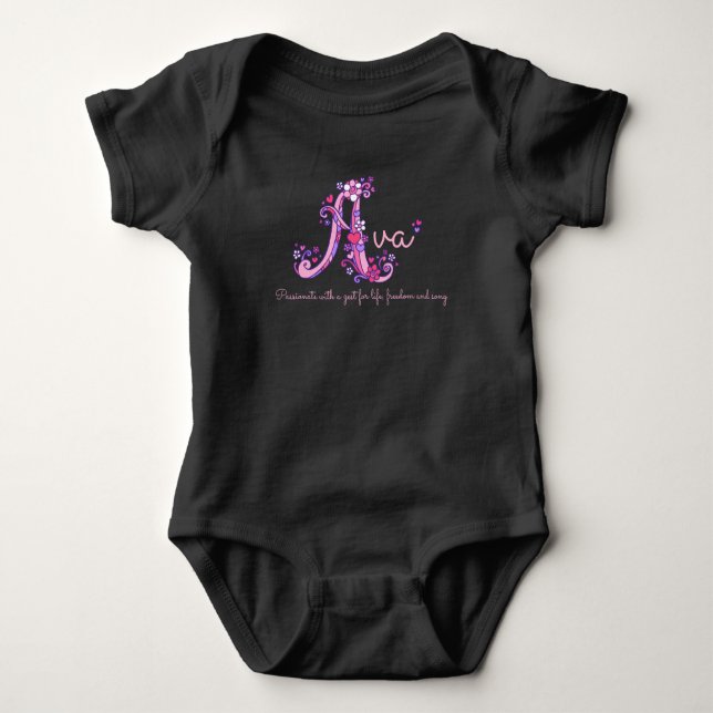 Ava-flickorna namn & brev A baby kläder T Shirt (Framsida)