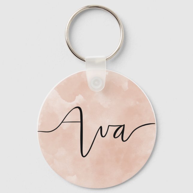 Ava Hand Lettered Namn Keychain Nyckelring (Framsida)