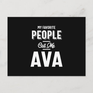 Ava Namn Shirt Personlig Girls Women Cute Rosa Vykort