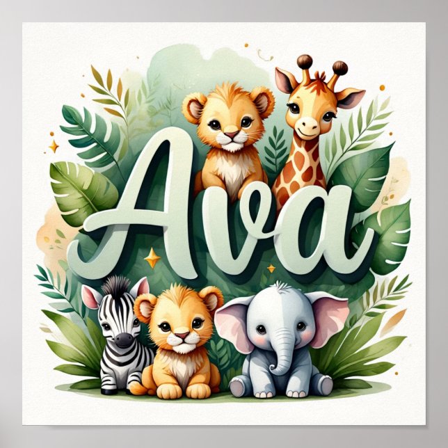 Ava Safari Nursery Wall Art Poster (Framsidan)