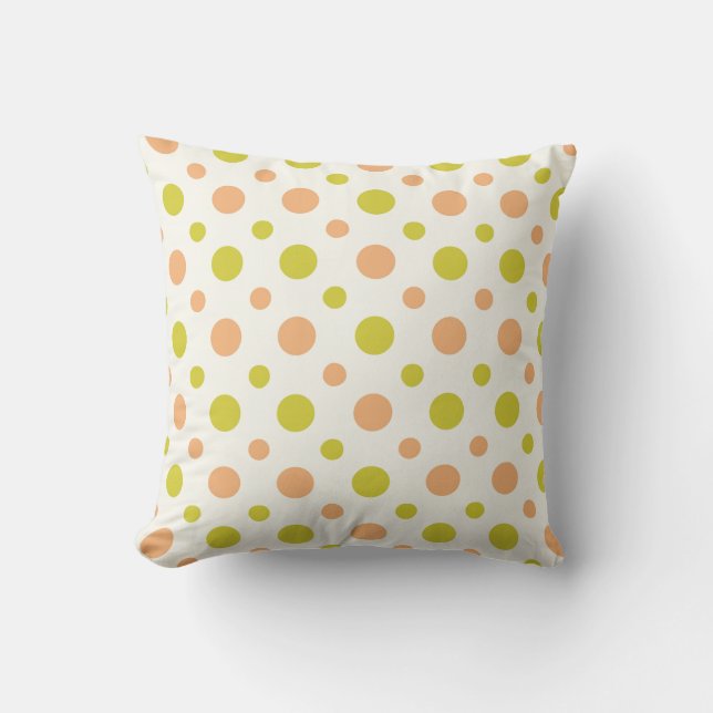 Avacado & Peach Polka Dot Retro Design Pillow Kudde (Framsida)
