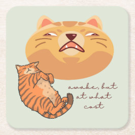 Aväckning Orange Cat Underlägg Papper Kvadrat