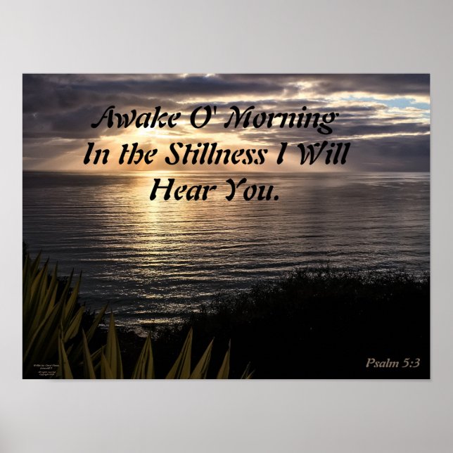 AVako O God morgon Psalm 5:3 Solupphöjningsprojekt Poster (Framsidan)