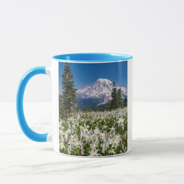 Avalanche lilies och Mount Rainier 2 Mugg (Vänster)