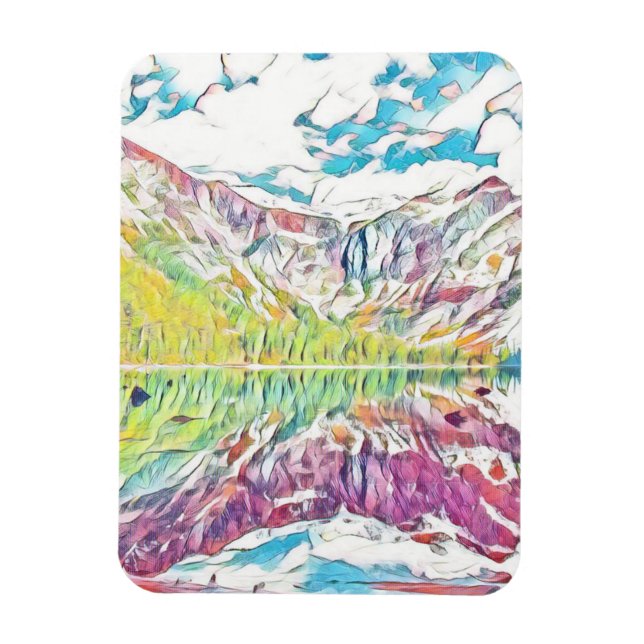 Avalanche Sjö i abstrakt vattencolor Magnet (Vertikal)