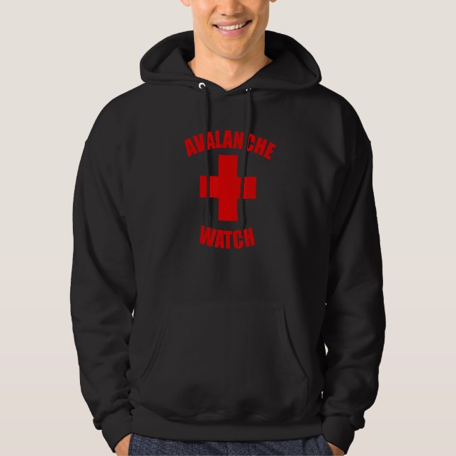 Avalanche Watch Red Font Hoodie (Framsida)