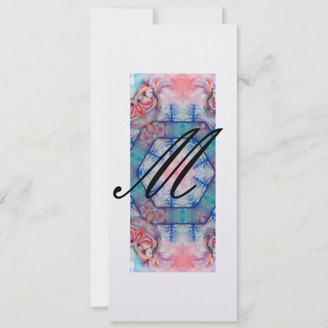 AVALON Abstract Monogram Soft Pink Blue Ice White Inbjudningar (Framsida)