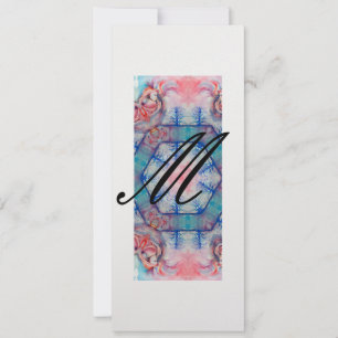 AVALON Abstract Monogram Soft Pink Blue Ice White Inbjudningar