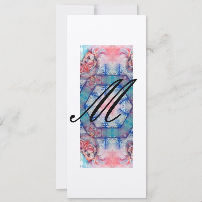 AVALON Abstrakt Monogram Mjuk Rosa Blå Champagne Inbjudningar (Framsida)