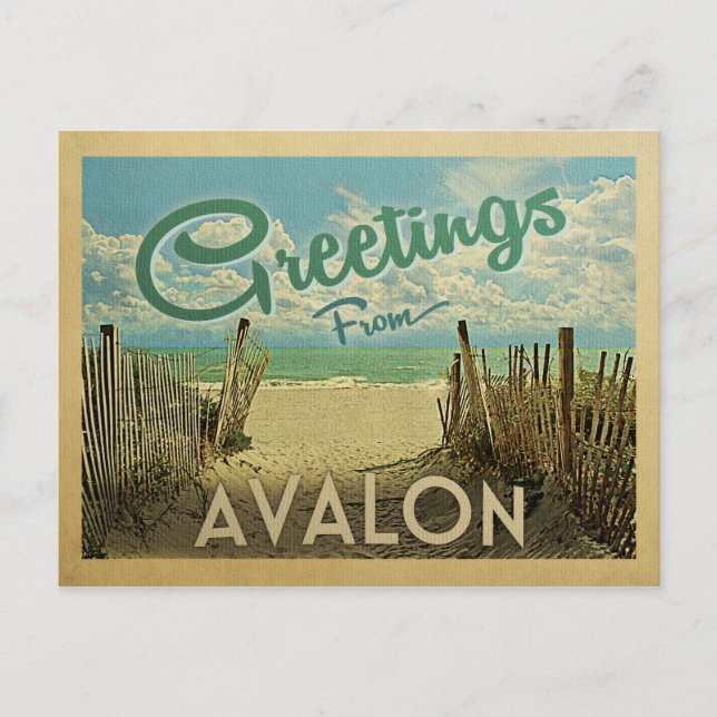 Avalon Beach Vintage resor Vykort (Framsida)