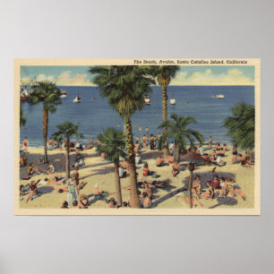 Avalon beskådar av strand med Sunbathers Poster