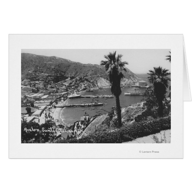 Avalon, CA Santa Catalina Island View of Harbor Hälsningskort (Framsidan Horizontal)