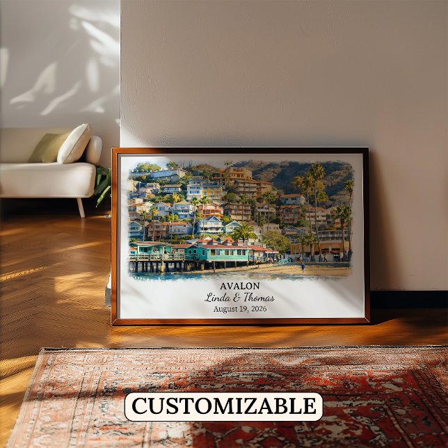 Avalon California Affisch, Akvarell, Anpassad Poster (Skapare uppladdad)