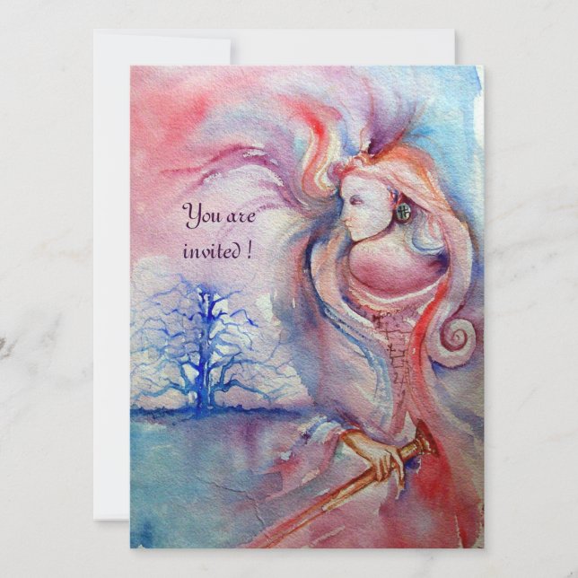 AVALON, Magi och Mysterium mjuk rosa lila blå Inbjudningar (Framsida)