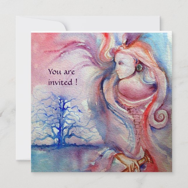 AVALON Magi och Mysterium rosa blått vitt Inbjudningar (Framsida)