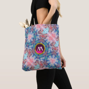 AVALON MAGIC ABSTRAKT AQUA BLUE ROSA GEM MONOGRAM TYGKASSE