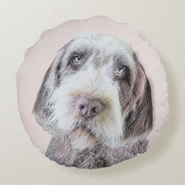 Avancerad målning av brytpunktsgitter - Hund Art Rund Kudde (Baksidan)