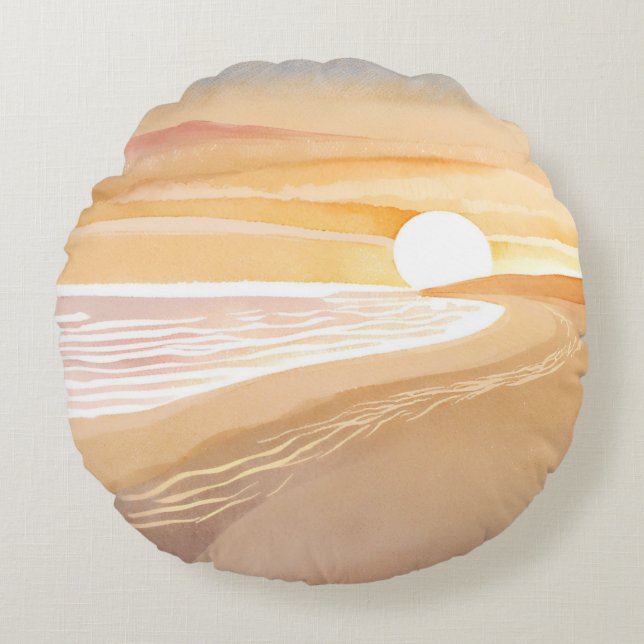 Avancerad vattenfärg för segment | Fin Gult Rund Kudde (Framsidan)