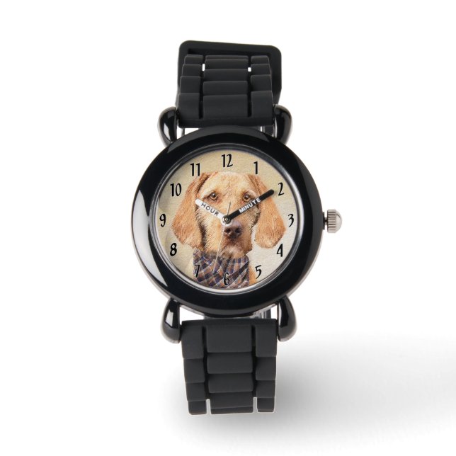 Avancerad Vizsla-målning - Cute Original Hund Art Armbandsur (Framsida)
