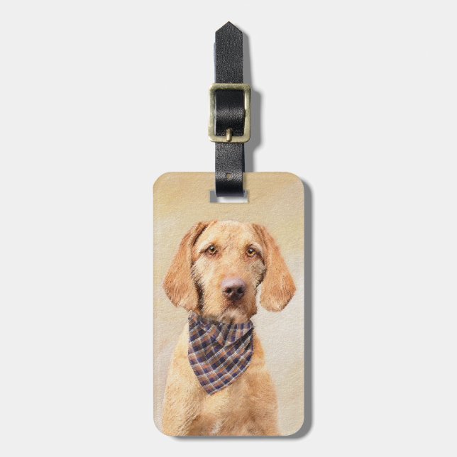 Avancerad Vizsla-målning - Cute Original Hund Art Bagagebricka (Vertikal Framsida)