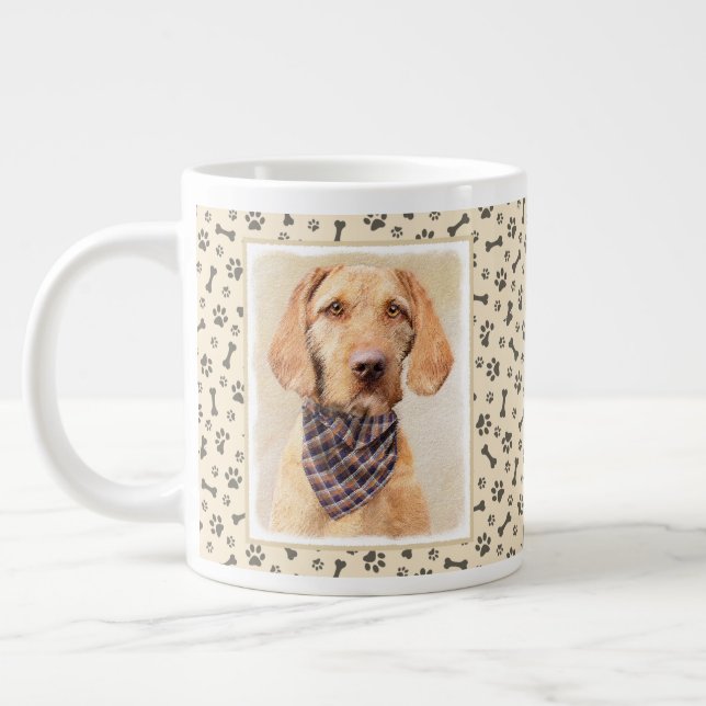 Avancerad Vizsla-målning - Cute Original Hund Art Jumbo Mugg (Vänster)