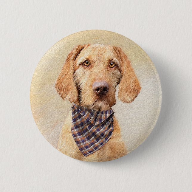 Avancerad Vizsla-målning - Cute Original Hund Art Knapp (Framsida)