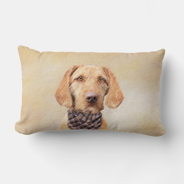 Avancerad Vizsla-målning - Cute Original Hund Art Lumbarkudde (Framsida)