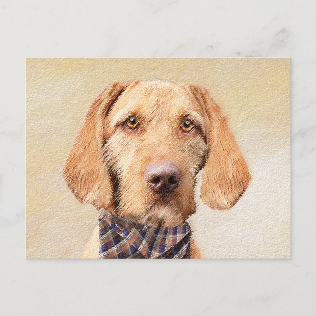 Avancerad Vizsla-målning - Cute Original Hund Art Vykort (Framsida)