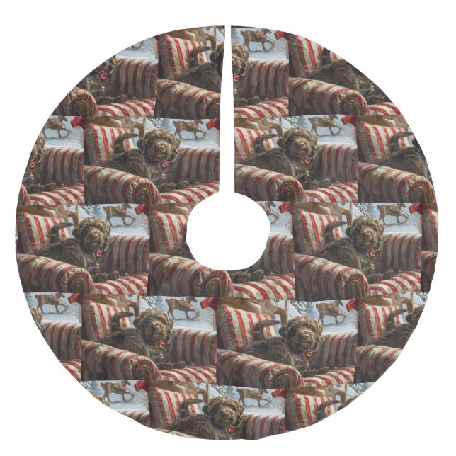 Avancerat pekande Griffon Hund julfestive Julgransmatta Borstad Polyester (Framsidan)