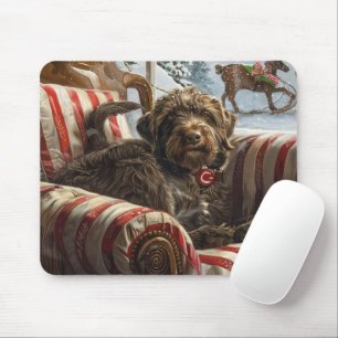 Avancerat pekande Griffon Hund julfestive Musmatta