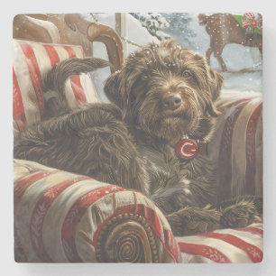 Avancerat pekande Griffon Hund julfestive Stenunderlägg