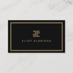 AVANT GARDE ART DECO-LOGOTYP MED INITIALER BLACK VISITKORT