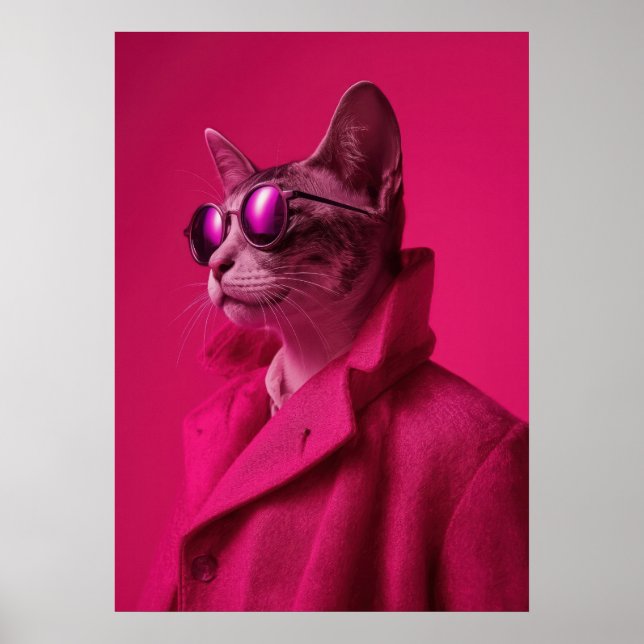 Avant-Garde Cat Calico Fashion Portrait Poster (Framsidan)