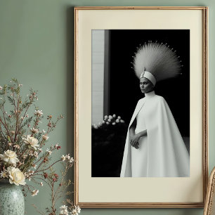 Avant-Garde Empress: White & Black Couture Poster