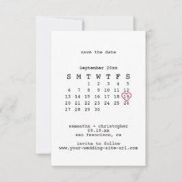 Avant-Garde White Minimalist Calender Bröllop Spara Datumet