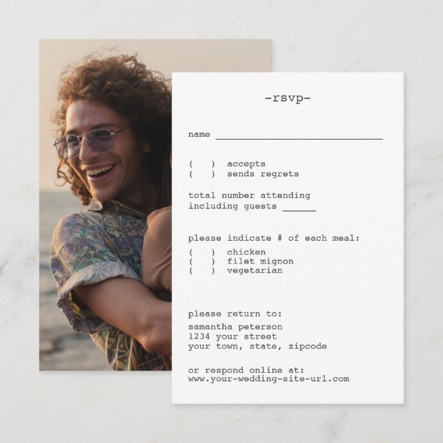 Avant-Garde White Minimalist Simple Bröllop OSA Kort (Fram/baksida)