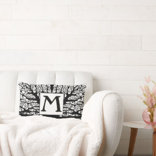 Avant Garden Black and White Monogram Pillow Lumbarkudde