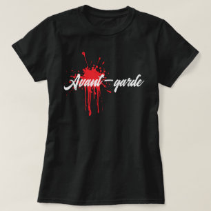 Avant-gardistisk svart vit röd färg konst manifest t shirt