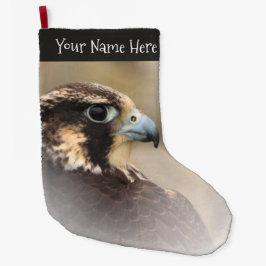 Avantande vinjetterad profil av en peregrine Falco Stor Julstrumpa