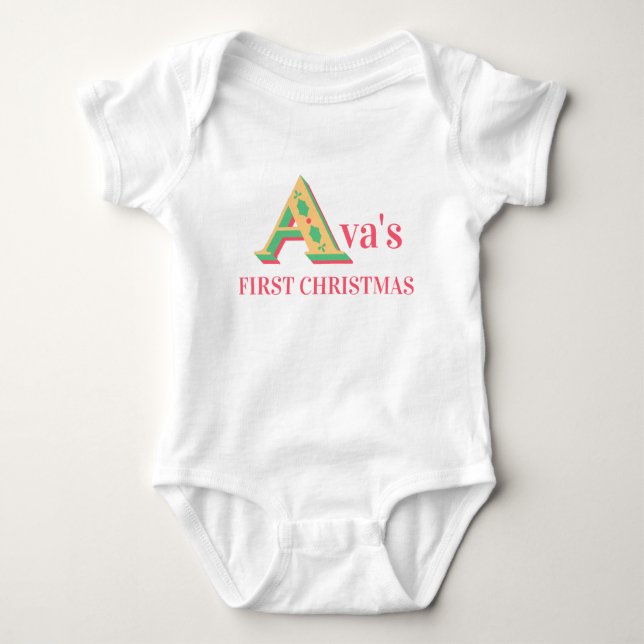 Avas första julafton Baby 1:a Julafton-Namnen T Shirt (Framsida)