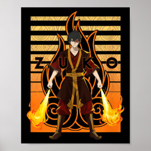 Avatar The Last Airbender Zuko med flammor grafik Poster
