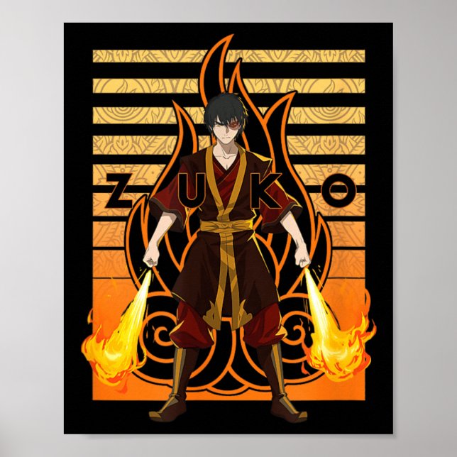 Avatar The Last Airbender Zuko med flammor grafik Poster (Framsidan)