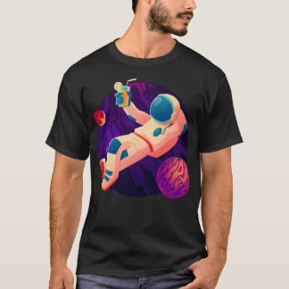 Avaxelastronaut med cocktail (Space Synthwave) T Shirt