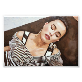 Avaxlade kvinnor i rand överkant med avbildning fototryck