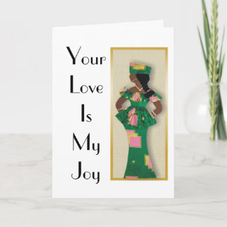 Avbilda av kvinnligt i grönt, rosan, guld- dress tack kort