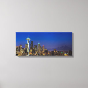 Avbilda av Seattle horisont i morgontimmar Canvastryck