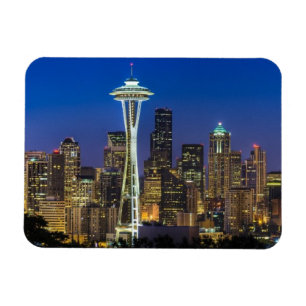 Avbilda av Seattle horisont i morgontimmar Magnet