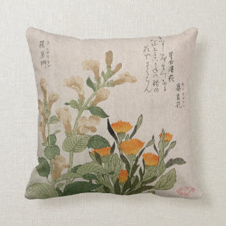 Avbildar det japanska träklosstrycket för vintage kudde
